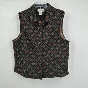 Womens Cottagecore Vest Size XL Prairie Floral Romantic Boho Garden Vintage